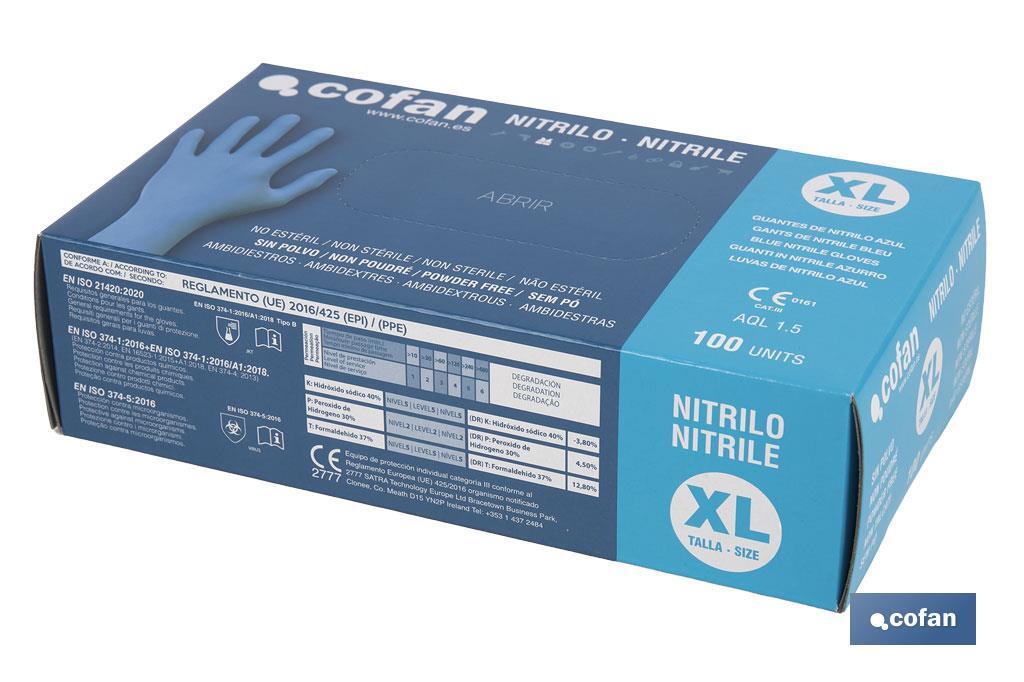 CAJA 100 UNDS. GUANTES DE NITRILO T - XL (PACK: 1 UDS)