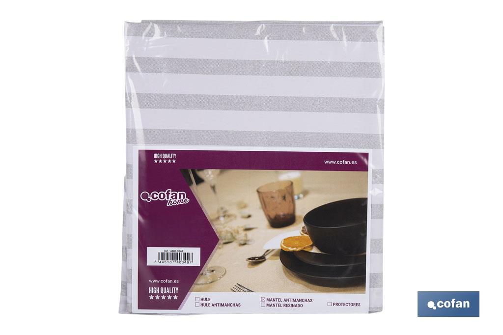 MANTEL ANTIMANCHAS RAYAS BEIGE Y BLANCAS   1,40 X 3,00 (PACK: 1 UDS)