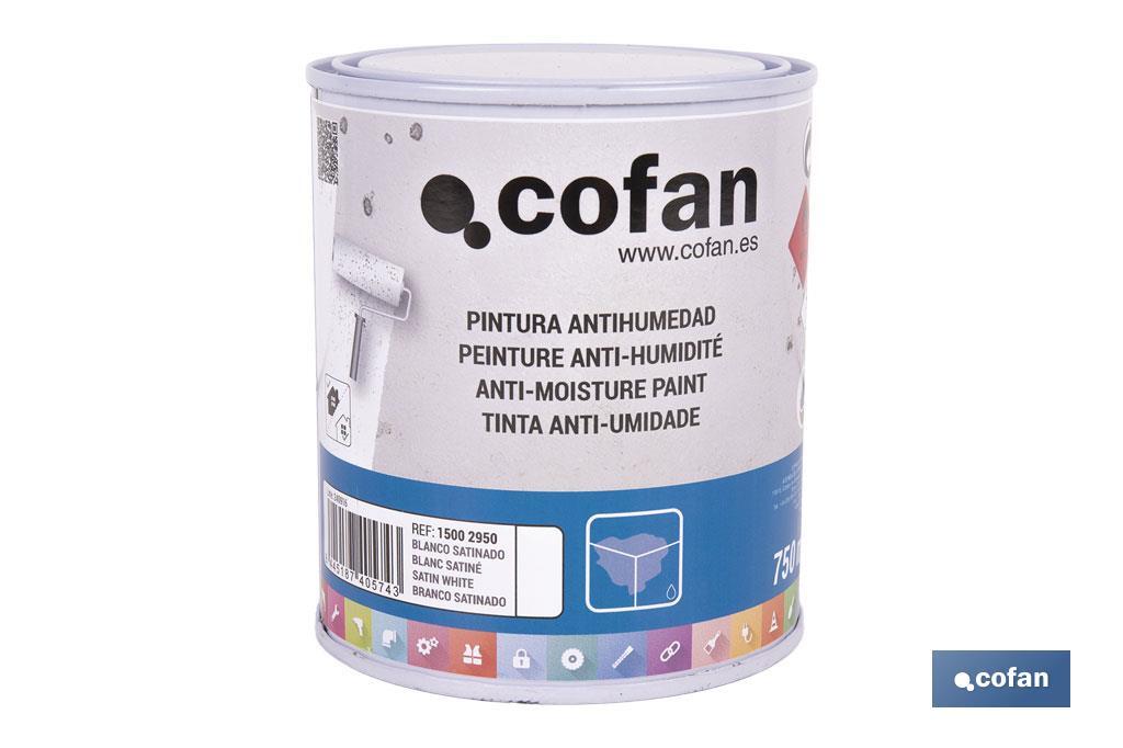 Pintura antihumedad sintética blanca satinada | Protección para paredes y techos | Capacidad: 750 ml y 4 L