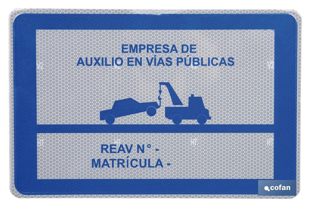 Placa V-24 homologada para Grúas de Auxilio en Carreteras | Señalización de Seguridad para Servicios de Asistencia Vial